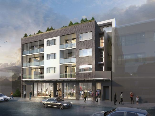 The $7.7 million five-storey development of 20 units on Great North Road in Five Dock spanning four adjacent parcels of land in Mr Sidoti’s Drummoyne electorate. Picture: Zhinar Architects