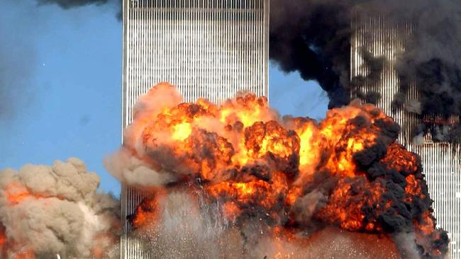 Hijacked United Airlines flight 175 crashes into the south tower of the World Trade Centre in New York on September 11, 2001. Picture: Getty Images