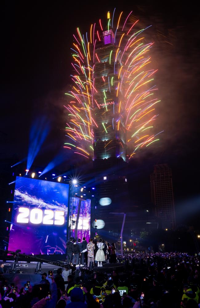 Fireworks light up the Taipei 101Tower during New Year's Eve celebrations in front of Taipei City Government on December 31, 2024 in Taipei, Taiwan. Picture: Gene Wang/Getty Images