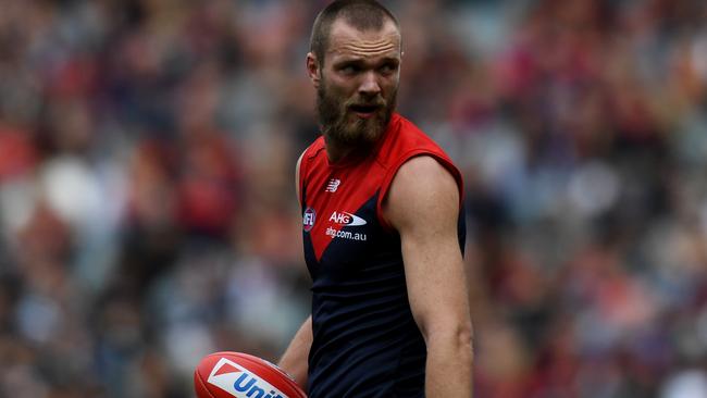 Max Gawn didn’t have a great day for the Demons. Picture: AAP Images