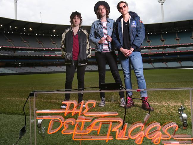 Melbourne blues rock band Delta Riggs will be performing at the MCG as part of the ÒLove Live Music at the ÔGÓ for the Melbourne music festival. L to R Jessie Pattinson, Simon McConnell and Alex Markell. Sunday, Oct 16. 2016. Picture: David Crosling