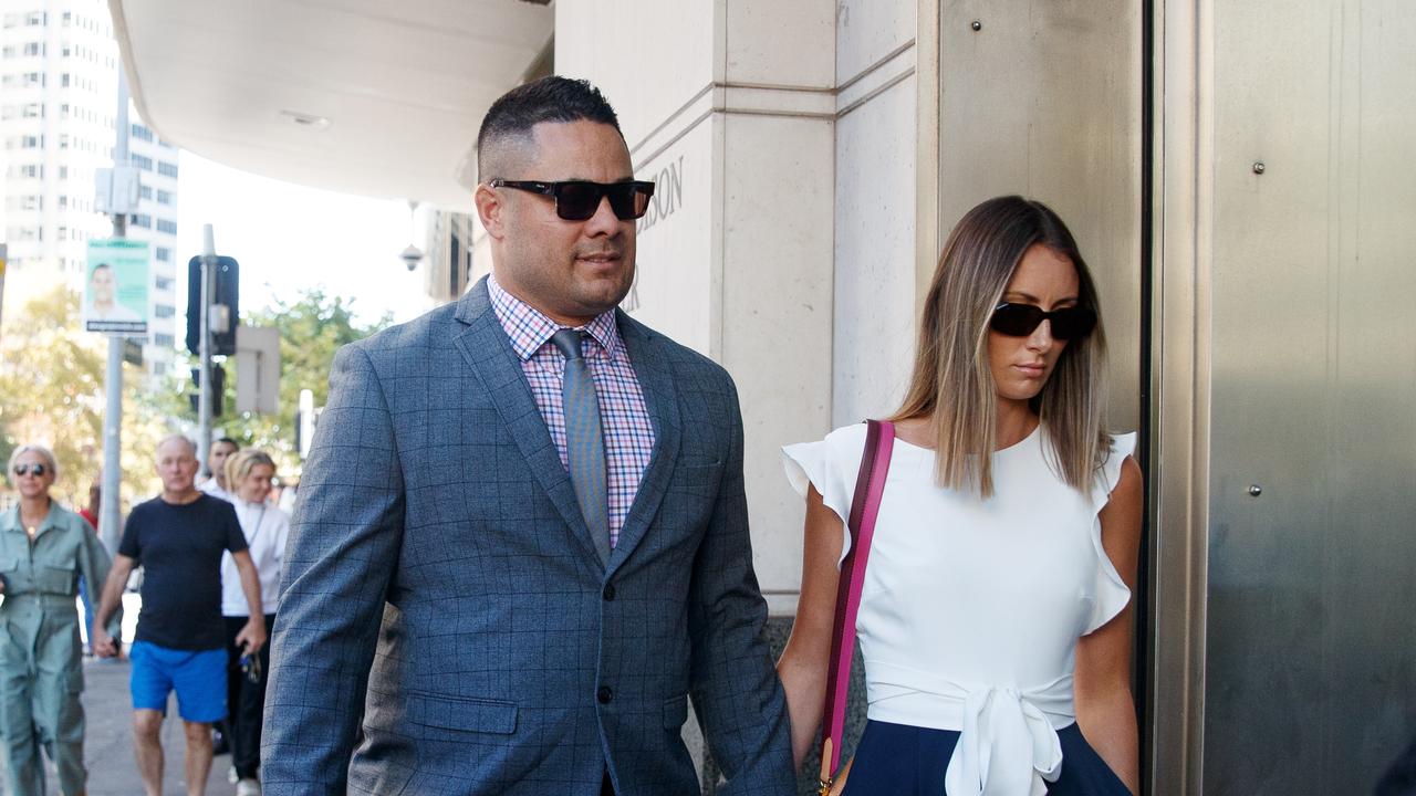 Hayne arrives at court with his wife Amellia. Picture: NCA NewsWire/Nikki Short