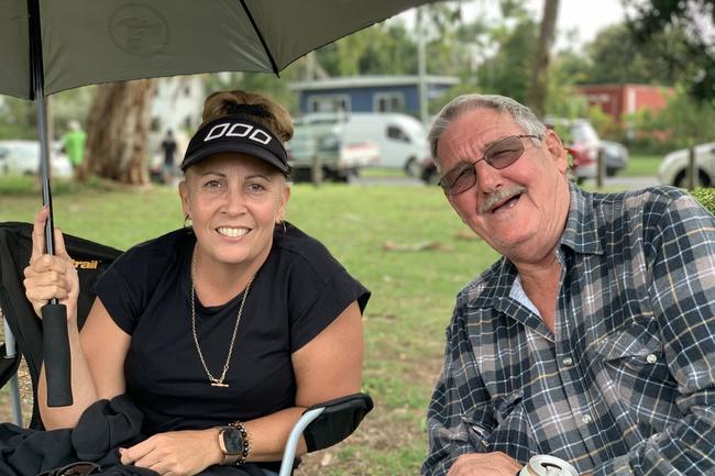 Michelle Ramsamy of Slade Point with David Dempsey of Slade Point at the Slade Point Slashers v Moranbah Bulls in Mackay Rugby Union Round 4 Seniors A-Grade Anzac Day clash at Cathy Freeman Oval in Slade Point. Saturday, April 23, 2022. Picture: Tara Miko