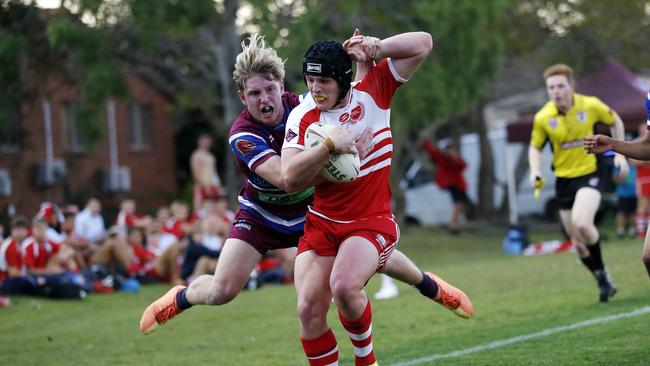 Corey Thomas makes a try-saving tackle on Jack Smith from PBC. (Image/Josh Woning)