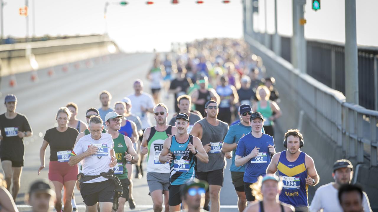 Competitors during Run the Bridge at Hobart. Picture: Chris Kidd