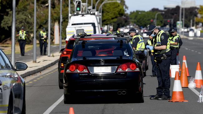 Police conducting random drug and alcohol testing on Anzac Highway. Picture: Naomi Jellicoe