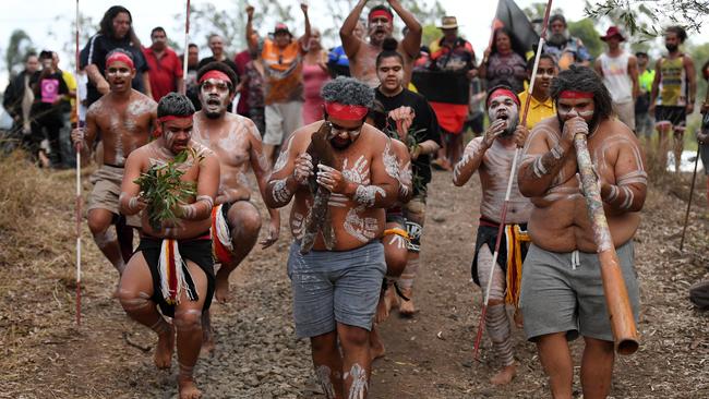 Indigenous protesters and their supporters opposed housing construction around the Deebing Heights Mission site. Picture: File