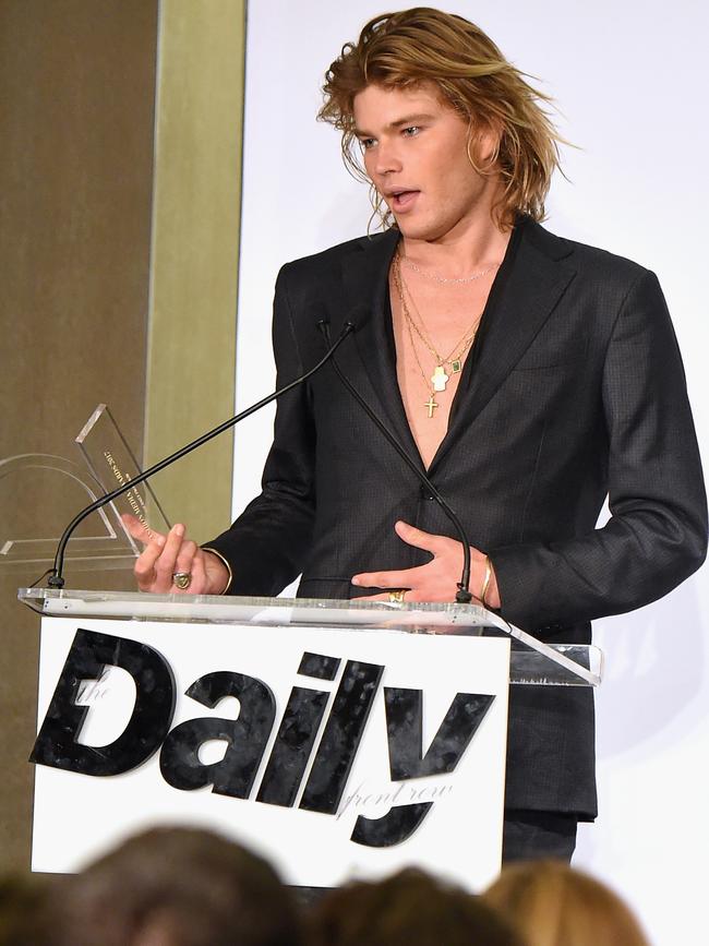 Jordan took home one of the biggest gongs of the night, Male model of the Year. Picture: Michael Loccisano/Getty Images