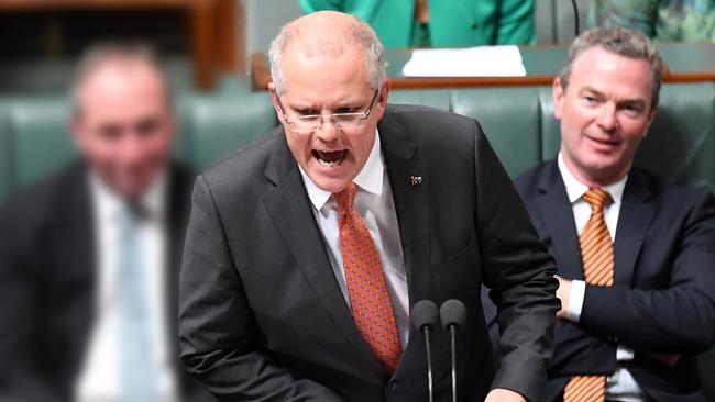 Treasurer Scott Morrison makes a firm point during Question Time.