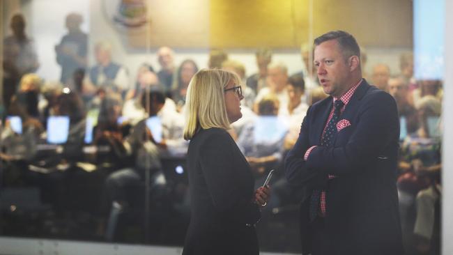 Deputy Mayor Donna Gates talks with Cameron Caldwell. Picture Glenn Hampson