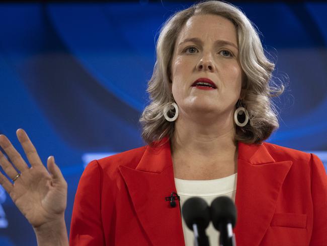 Clare O’Neil MP addressed the National Press Club in Canberra on Thursday. Picture: NCA NewsWire/Martin Ollman