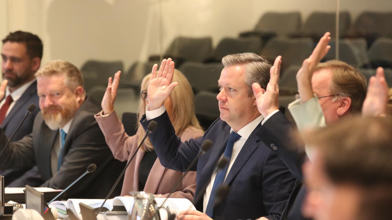 All hand up — voting on budget day 2022. Picture Glenn Hampson.