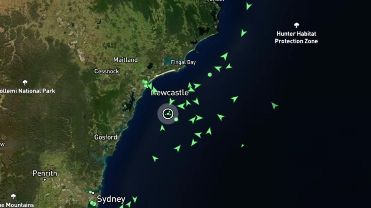 Shipping congestion in Australia is building up around Newcastle. Picture: MarineTraffic.com