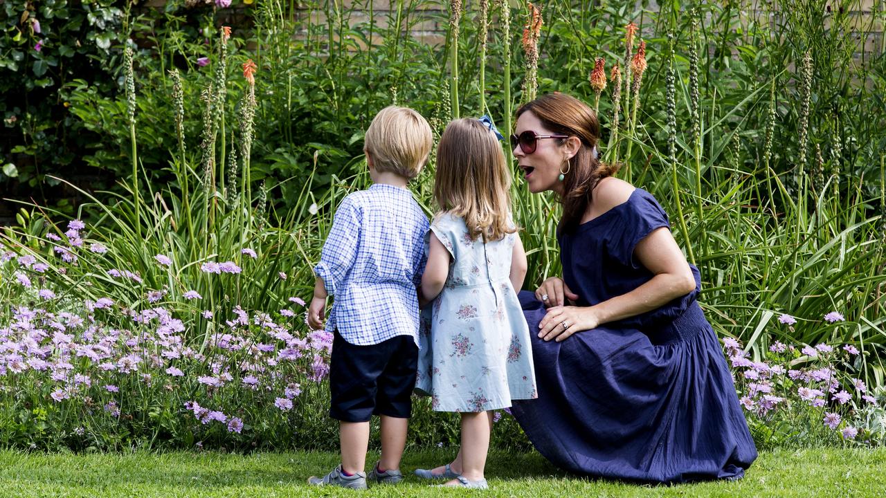 Princess Mary with twins Vincent &amp; Josephine in the grounds of Graasten during a summer break in 2013. Picture: Weng Uffe