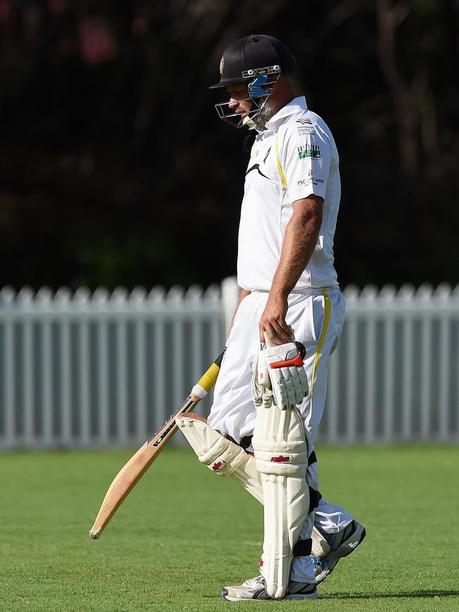 Kookaburra Cup cricket - Southport Labrador vs. Runaway Bay at Morrie Glasman Oval in Arundel. Southport Labrador batsman Wade Kilborn leaves the field after being caught. Picture: Lawrence Pinder