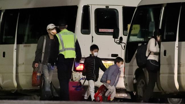 Wuhan refugees arrive at Christmas Island. Picture: Colin Murty.