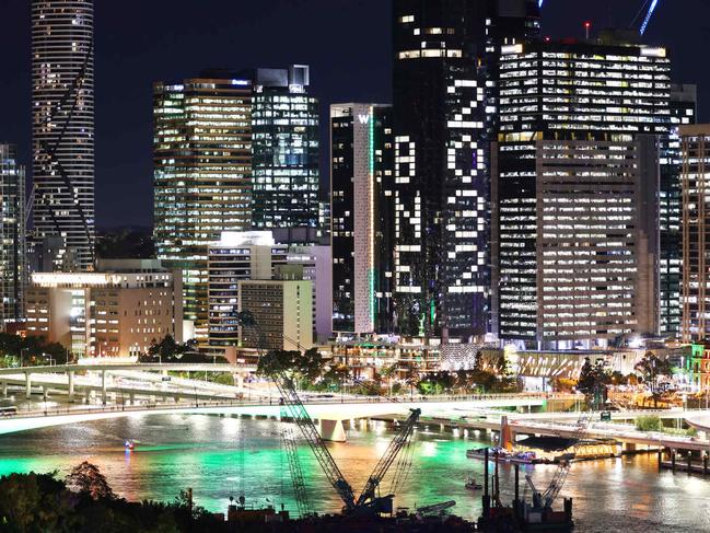 Fireworks viewed from Emporium Hotel over Southbank as Brisbane is named for the 2032 Olympics.  Pic Peter Wallis