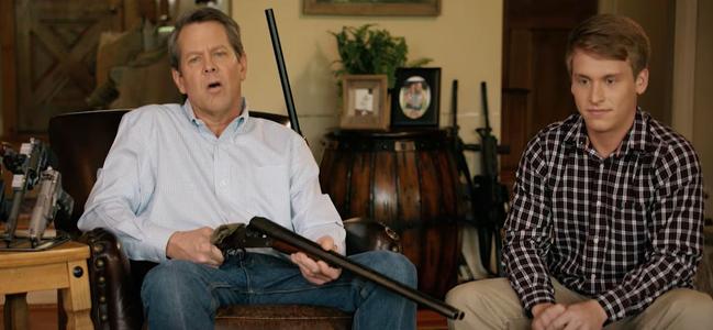 As an example: an ad the current Governor of Georgia, Brian Kemp, ran during his first campaign. Count the guns! The poor lad next to him is identified as "Jake", a kid "interested in one of my daughters".