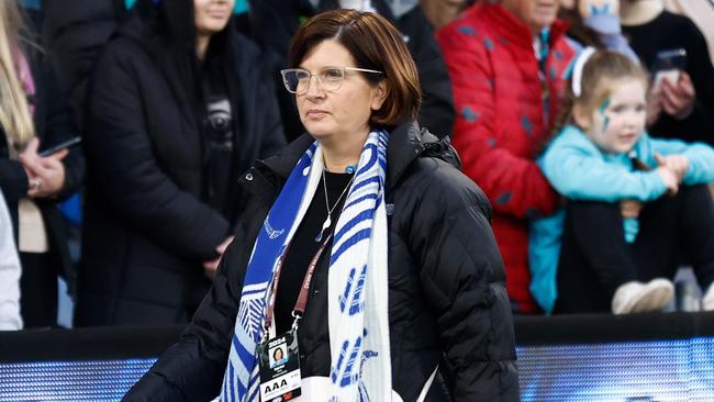 North Melbourne president Sonja Hood says she understands Kangaroos supporters have had enough of sitting at the bottom of the AFL ladder. Picture: Michael Willson / Getty Images