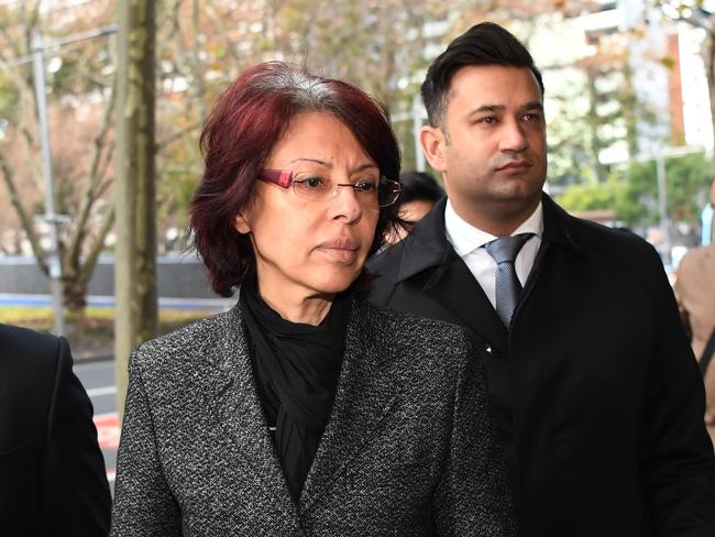 Eman Sharobeem (centre) arrives to the NSW Independent Commission Against Corruption today. Picture: David Moir