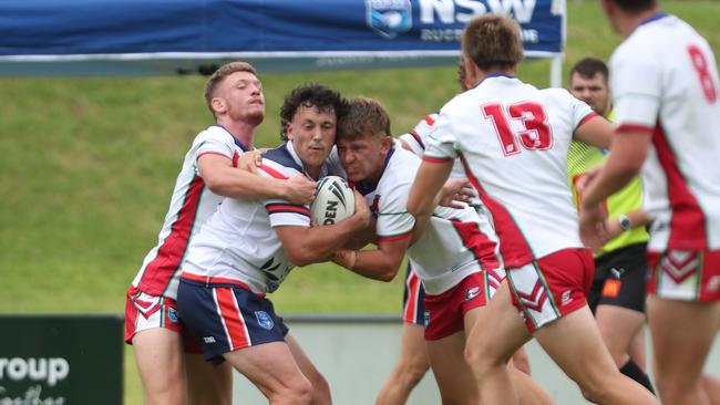 Jake Sanday in action for the Central Coast Roosters against the Monaro Colts in round one of the Laurie Daley Cup. Picture: Sue Graham