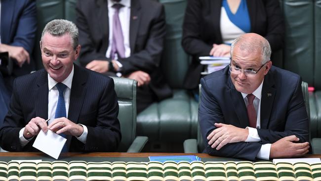 Christopher Pyne and Prime Minister Scott Morrison. 