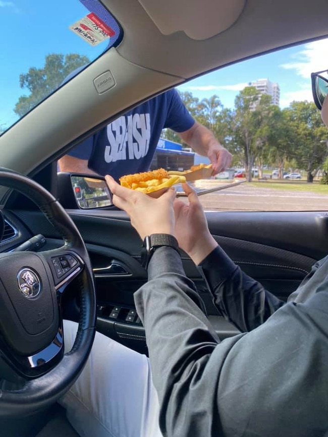 Jackie Curry was one of the people received a free meal while she was stuck in traffic at the Queensland border on August 16, 2021.