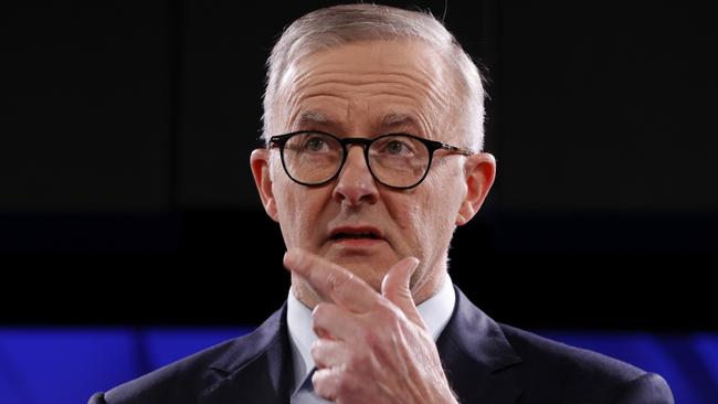 Australian Labor Leader Anthony Albanese speaks at the National Press Club on May 18, 2022 in Canberra. (Photo by Lisa Maree Williams/Getty Images)