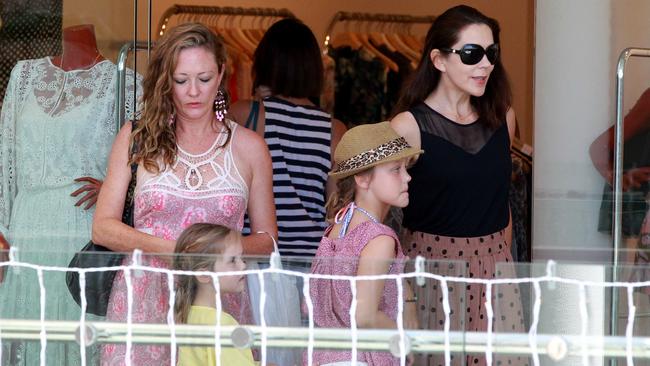 Princess Mary with daughters at Marina Mirage shopping centre yesterday. Pic: Mike Batterham