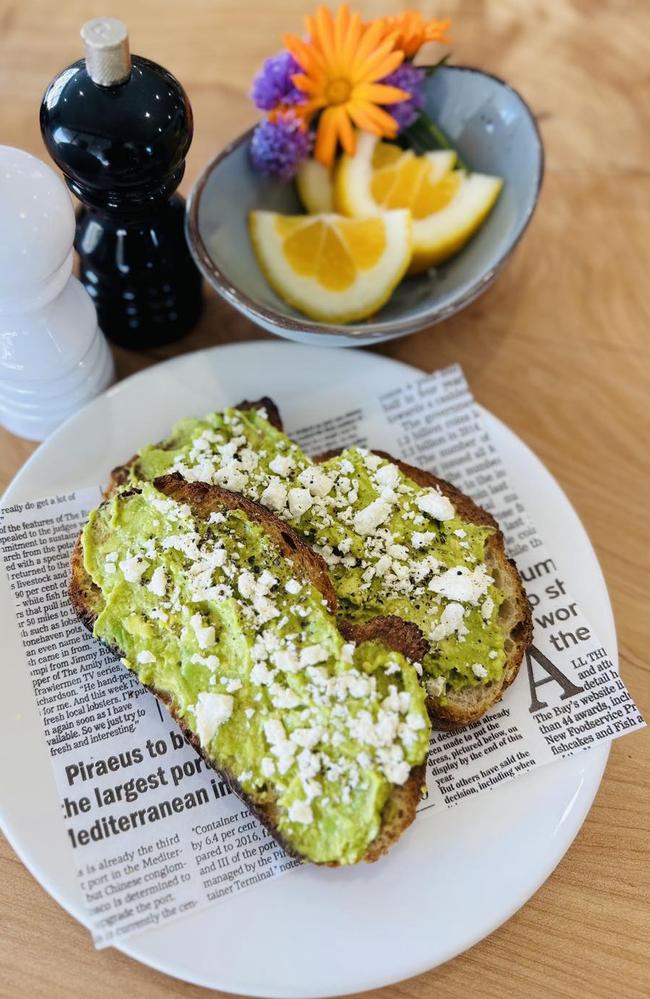 Avocado on toast at Lilydale's Lock Shop Cafe. Picture: Facebook