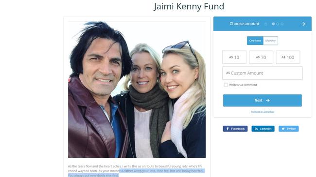 A fake fundraising account has been made after the death of Lisa Curry’s daughter Jaimi, using a fake profile in Ms Curry’s husband’s name.