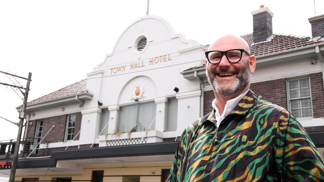 Alessandro Pavoni poses for a portrait outside the Town Hall Hotel, Balmain