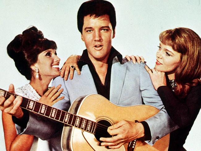 Elvis Presley is seen here in the film Double Trouble with Annette Day and Yvonne Romain. Picture: Supplied