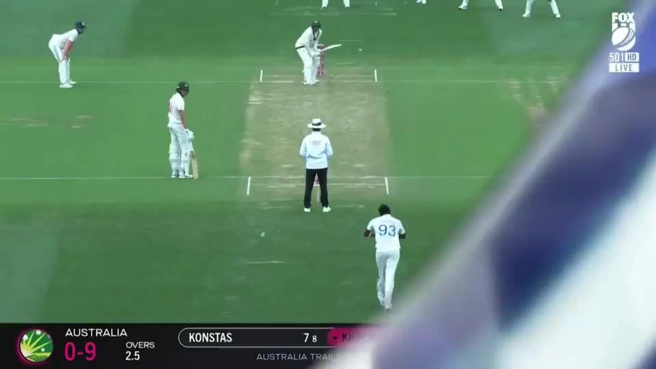 Fiery exchange between Bumrah and Konstas to end Day One