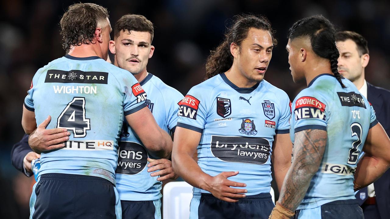 Cleary and Luai have played five games together for the Blues, but Hynes is the form player of the competition. Picture: Cameron Spencer / Getty Images