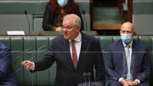 Scott Morrison in question time on Monday. Picture: Gary Ramage