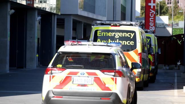 Ambulances at the Royal Adelaide Hospital. Picture: NCA NewsWire / Kelly Barnes