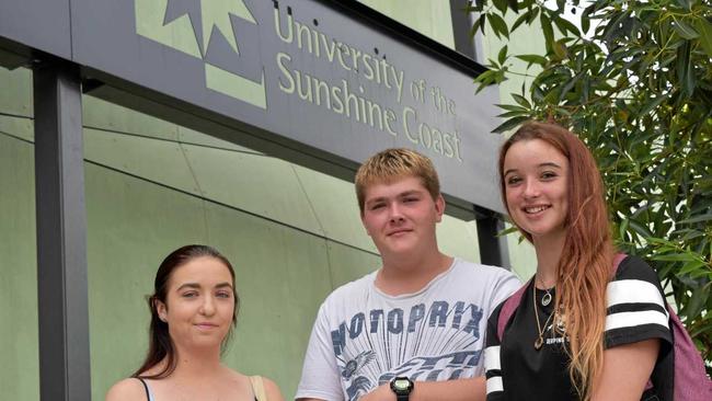 Rachel Armstrong, Mark Richie, and Faith Gunn at USC Gympie Orientation. Picture: Contributed