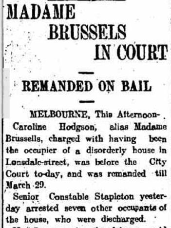 Newspaper article from 1906 reporting on Madame Brussel’s court appearance. Picture: Trove.