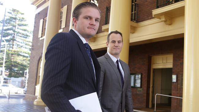 Solicitor Lorne Havenstein and Marlins vice-president Anthony Bergelin at  Manly Council. Picture: Martin Lange.