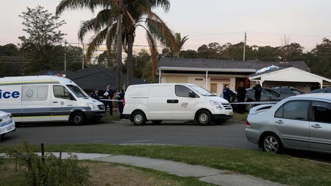 Police at the scene of the near drowning at Casula on July 18. Picture: Damian Shaw