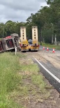 Emergency crews rush to scene of truck rollover