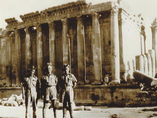 “My uncle Angus Ferguson, my father Doug Bond and unknown. They were in the 6th & 7th Divisions and only met this once in Syria during the War.” Picture: Supplied by Peter Louis