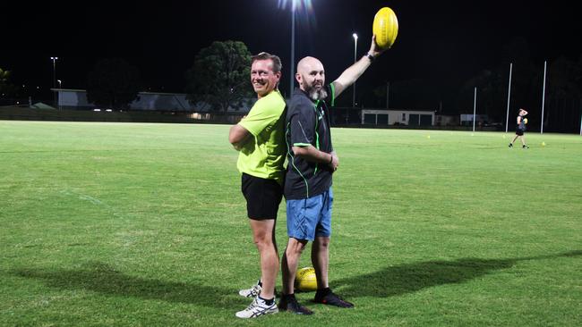 UMPIRES: Lismore Swans club umpires Shawn Holland and Salvatore Scholl said umpiring keeps them fit, is very satisfying and a sense of humour to manage pressure is vital. Photo: Alison Paterson