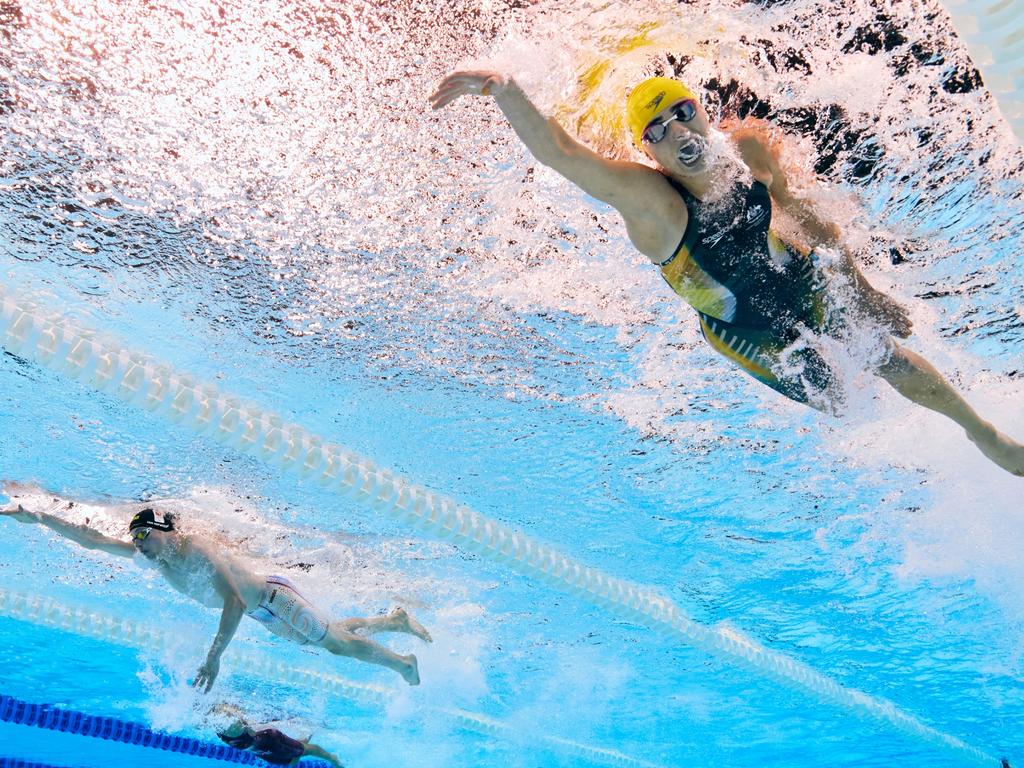 Alexa Leary produced a stunning anchor leg for Australia in the nixed 4x100m medley relay. Picture: Getty Images