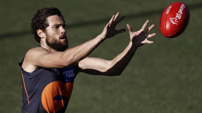 Josh Kelly takes a mark during a Giants training session. Picture: Ryan Pierse/Getty