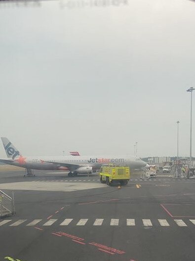 Melbourne to Hobart Jetstar flight JQ713, which has been stuck on the tarmac at Hobart Airport. Picture: SUPPLIED