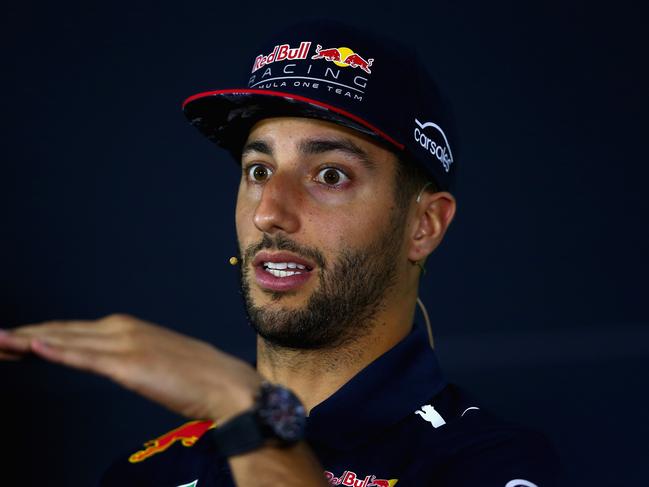 SOCHI, RUSSIA - APRIL 27:  Daniel Ricciardo of Australia and Red Bull Racing in the Drivers Press Conference during previews to the Formula One Grand Prix of Russia on April 27, 2017 in Sochi, Russia.  (Photo by Dan Istitene/Getty Images)