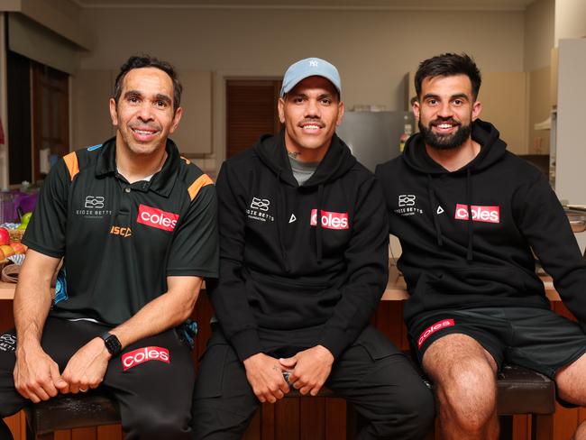 Eddie Betts, Michael Walters and Wayne Milera at an Eddie Betts Foundation event