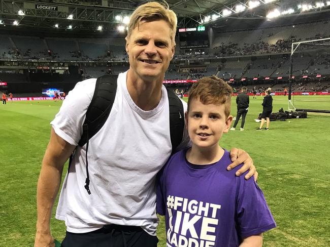 Blake with Nick Riewoldt, whose sister Maddie tragically passed away from Aplastic Anaemia in 2015, at just 26-years-old.